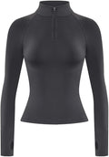 AUROLA Influence Workout Jacket for Women, Half Zip Cropped Slim Fit Long Sleeve Yoga Jackets Athletic Top with Thumb Holes