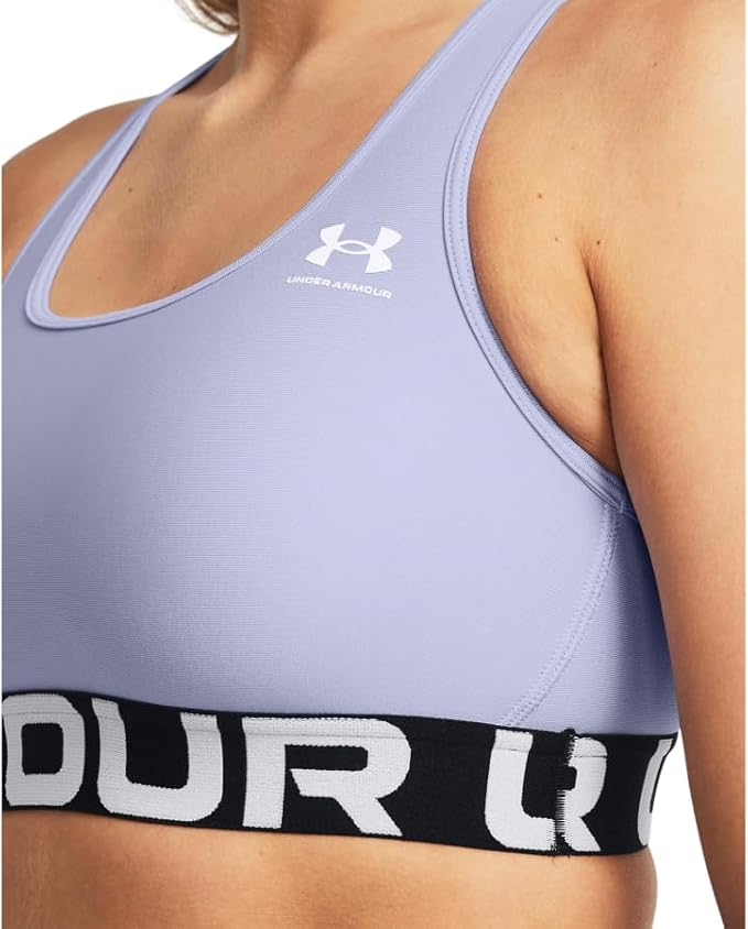 Under Armour Womens HeatGear Authentics Mid Impact Branded Sports Bra