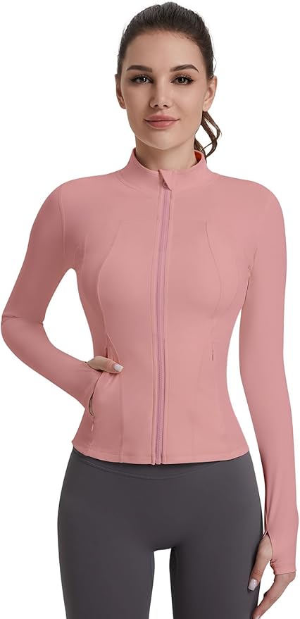 VUTRU Womens Workout Yoga Jacket Lightweight Zip Up Athletic Jacket Lightweight Cropped Jacekt with Pockets