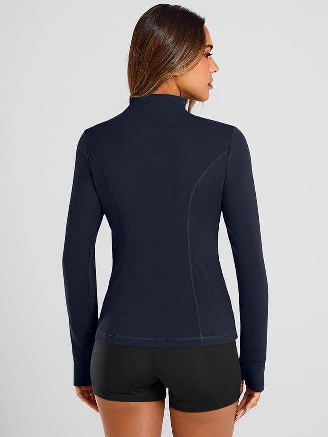 Trendy Queen Womens Lightweight Zip Up Jackets 2026 Athletic Workout Hoodies Spring Shirt Fitted Gym Clothes with Pocket