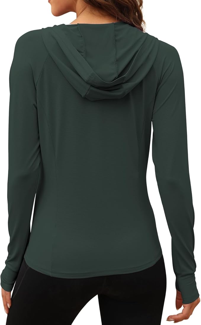 We1Fit Women's UPF 50+ Sun Protection Jacket Hoodie Sun Shirts Hiking Running Athletic Shirt