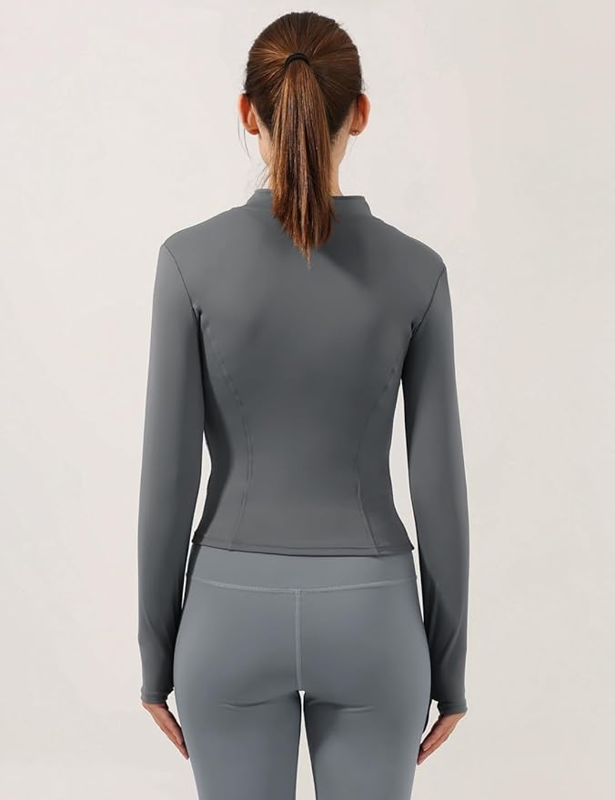 Locachy Women's Lightweight Stretchy Workout Full Zip Running Track Jacket with Thumb Holes