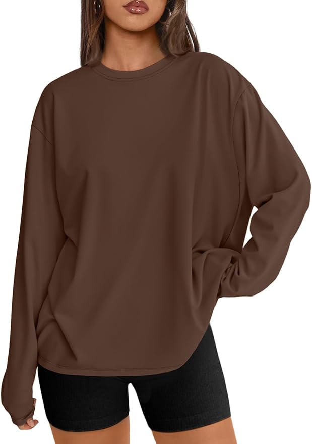 Trendy Queen Womens Spring Tops Oversized Long Sleeve T Shirts 2026 Basic Tee Fall Casual Workout Y2K Clothes