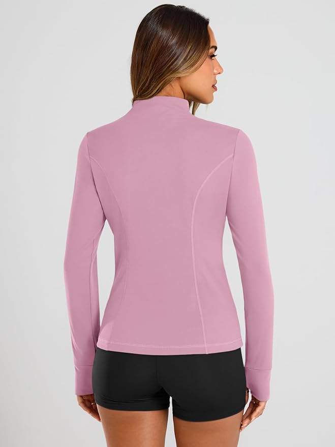 Trendy Queen Womens Lightweight Zip Up Jackets 2026 Athletic Workout Hoodies Spring Shirt Fitted Gym Clothes with Pocket