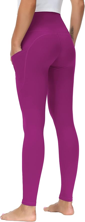 THE GYM PEOPLE Thick High Waist Yoga Pants with Pockets, Tummy Control Workout Running Yoga Leggings for Women