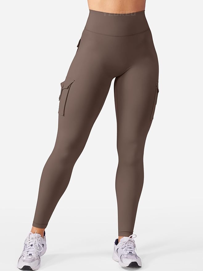 YEOREO CoreFlex Workout Cargo Leggings with Pockets for Women Hidden Scrunch Butt Lifting Leggings Gym Yoga Pants