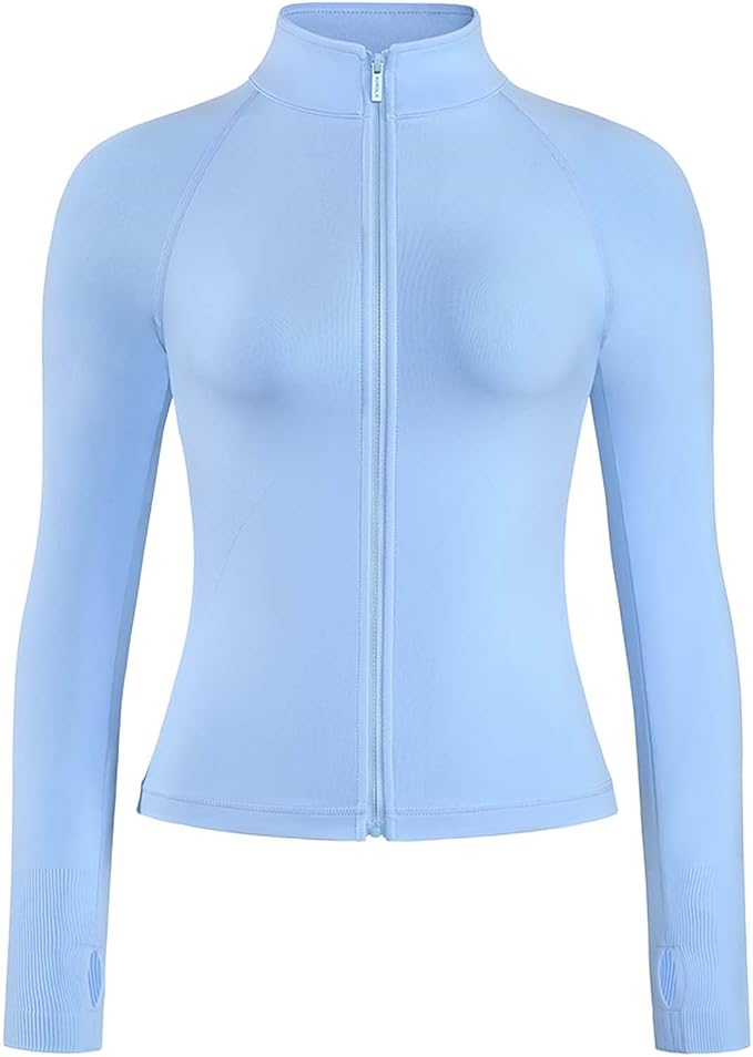 AUROLA Influence Athletic Workout Jacket for Women, Lightweight Slim Fit Full Zip Running Yoga Sports Jacket with Thumb Holes