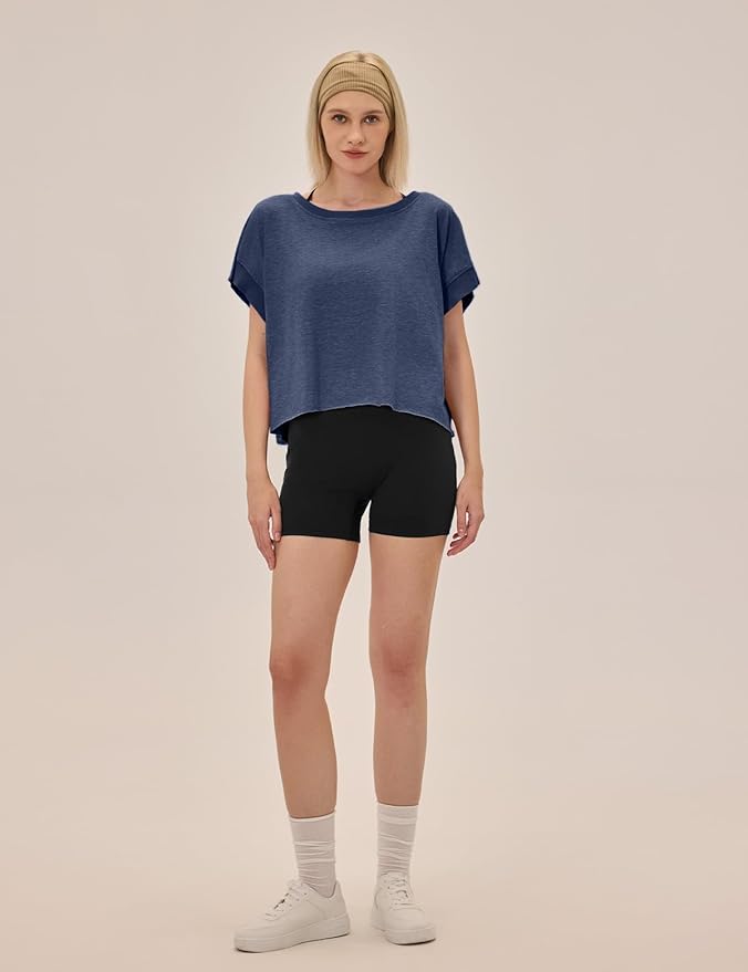 UNIANKIYA Open Back Workout Tops for Women Loose Fit Athletic Crop Tee Short Sleeve Gym Running Yoga Shirt