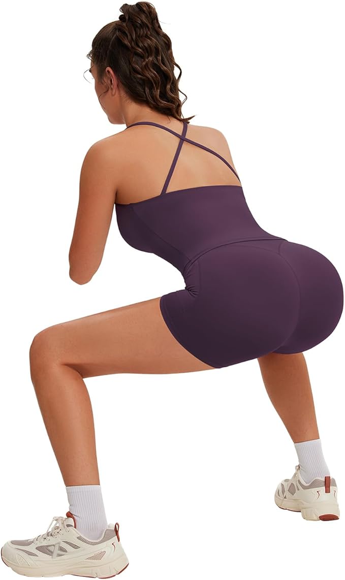 OMKAGI Workout Sets for Women Cute Spaghetti Strap Tank Tops Booty Shorts Outfits with Pockets