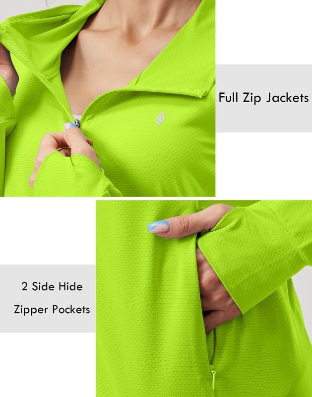 Soothfeel Women's UPF 50+ Sun Protection Hoodie Jacket Lightweight Long Sleeve Sun Shirt for Women with Pocket Hiking Outdoor