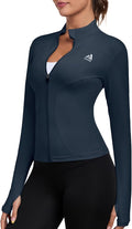 Women's Full Zip Workout Jacket Lightweight Running Slim Fit Athletic Jackets With Thumb Holes