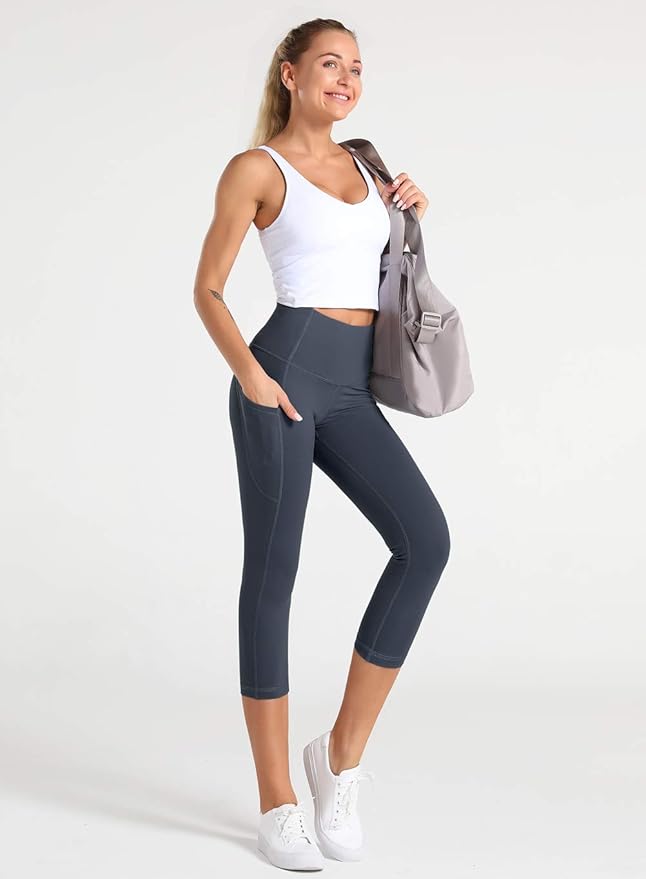 Dragon Fit High Waist Yoga Leggings with 3 Pockets,Tummy Control Workout Running 4 Way Stretch Yoga Pants