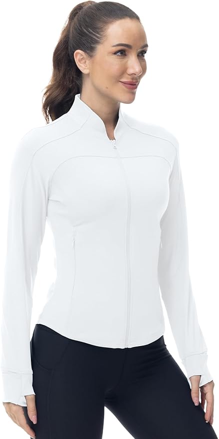 Gopune Women's Workout Athletic Jacket Lightweight Zip Up Yoga Slim Fit Tops with Pockets