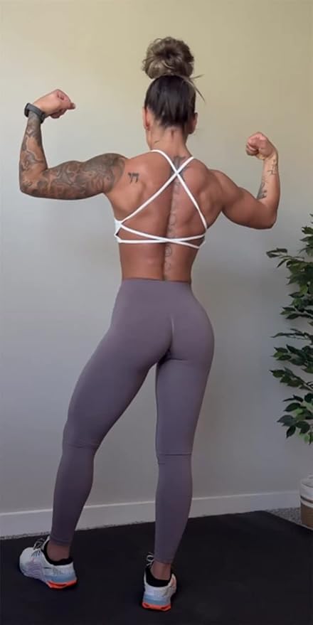 Aoxjox Women's Workout Sports Bras Fitness Trinity Ivy Low Impact Bra Yoga Crop Tank