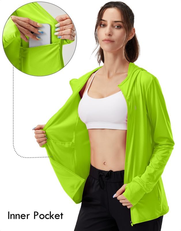 Soothfeel Women's UPF 50+ Sun Protection Hoodie Jacket Lightweight Long Sleeve Sun Shirt for Women with Pocket Hiking Outdoor