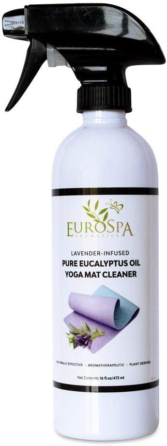 EuroSpa Aromatics Lavender Infused Pure Eucalyptus Oil Yoga Mat Cleaner & Deodorizer - Premium Aromatherapeutic & Relaxing Essential Oil Spray - 16oz