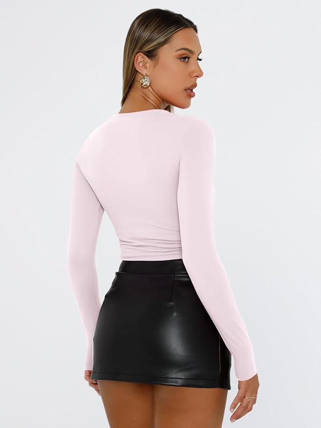 Trendy Queen Womens Long Sleeve T Shirts Fall Fashion 2026 Basic Crop Tops Going Out Outfits Y2k Clothes