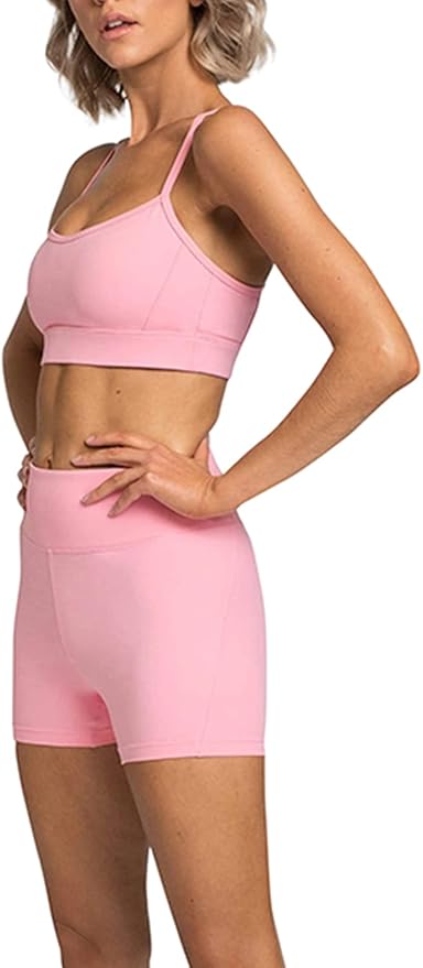IMEKIS Women's Workout Sets 2 Piece Yoga Outfit High Waisted Biker Shorts Leggings Sports Bra Gym Fitness Clothes Tracksuit