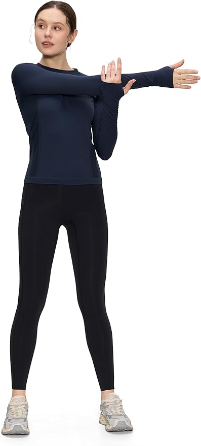 Long Sleeve Workout Tops for Women, Compression Shirt, Sports Running Shirt Breathable Athletic Top Slim Fit