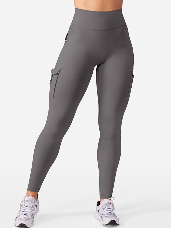 YEOREO CoreFlex Workout Cargo Leggings with Pockets for Women Hidden Scrunch Butt Lifting Leggings Gym Yoga Pants