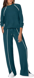 WIHOLL Lounge Sets for Women 2 Piece Fall Outfits 2025 Wide Leg Pant Matching Sets Womens Clothing