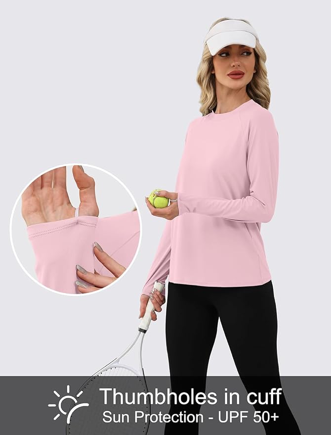 WIHOLL Workout Tops for Women Long Sleeve Sun Shirt UPF 50+ UV Protection Running Hiking Clothes Quick Dry Athletic Tops