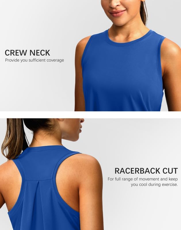 Women's Workout Tops Racerback Athletic Tank Tops Sleeveless Loose Fit Yoga Running Gym Shirts for Women