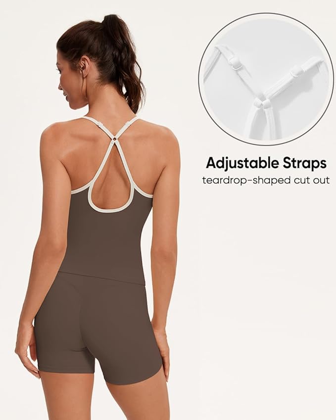 OMKAGI Sports Bras for Women Cute Sweetheart Neck Workout Tank Tops Open Back Yoga Bra Top