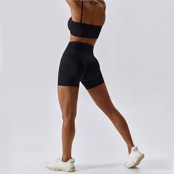 IMEKIS Women's Workout Sets 2 Piece Yoga Outfit High Waisted Biker Shorts Leggings Sports Bra Gym Fitness Clothes Tracksuit