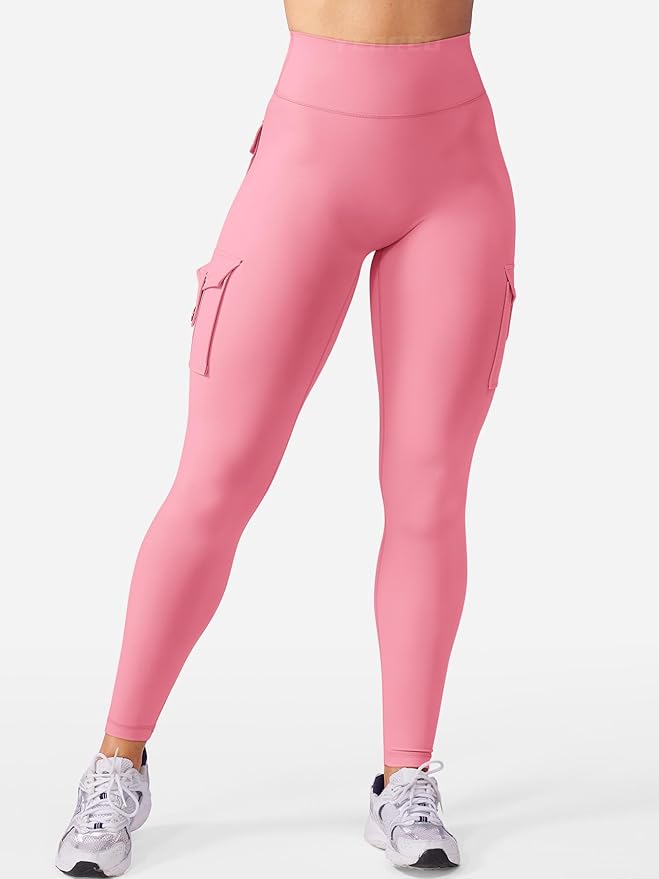 YEOREO CoreFlex Workout Cargo Leggings with Pockets for Women Hidden Scrunch Butt Lifting Leggings Gym Yoga Pants