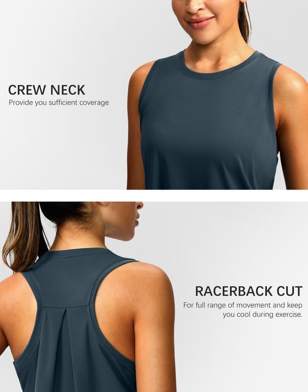 Women's Workout Tops Racerback Athletic Tank Tops Sleeveless Loose Fit Yoga Running Gym Shirts for Women