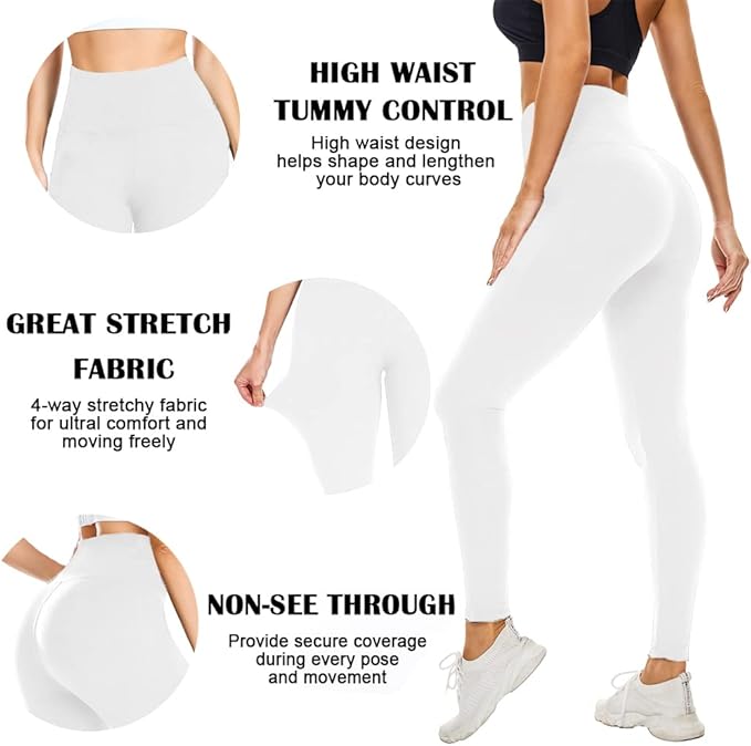 FULLSOFT Buttery Soft Leggings for Women - High Waisted Tummy Control No See Through Workout Yoga Cycling Tights Pants