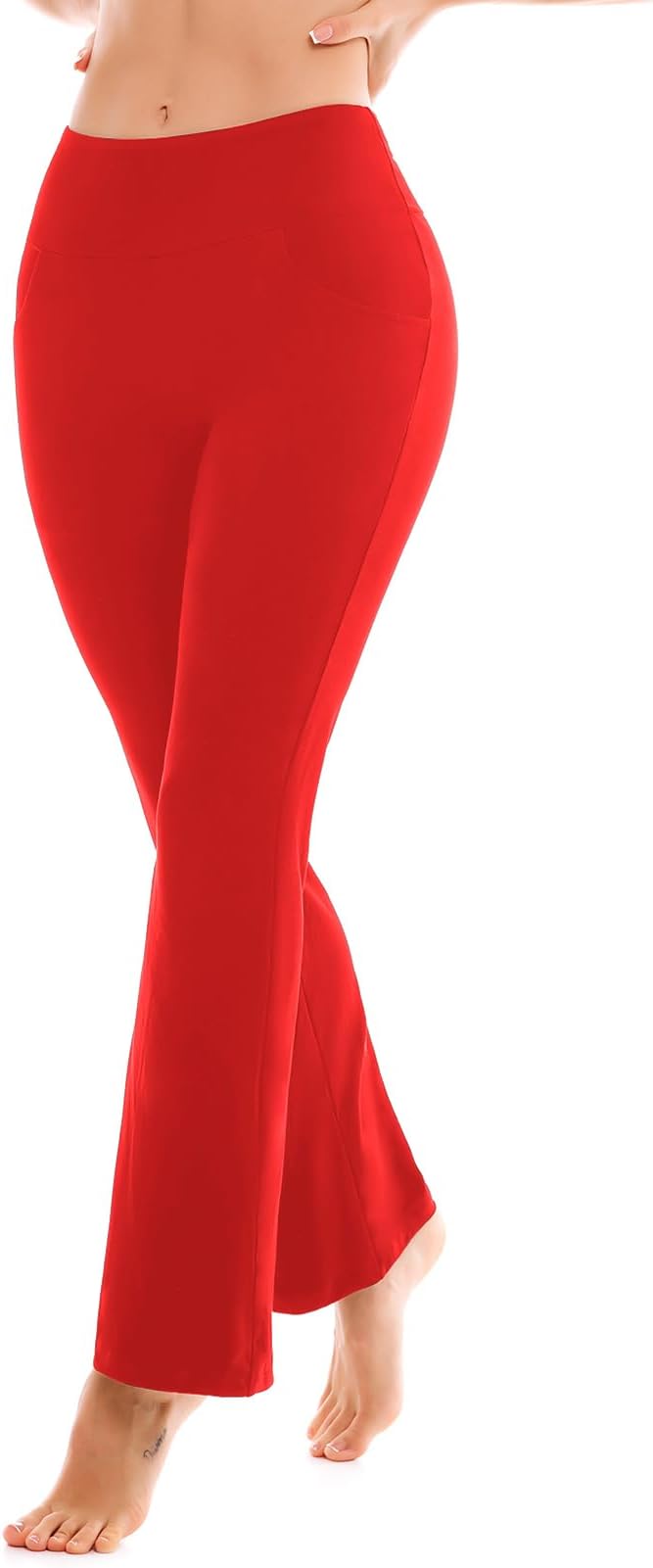 SINOPHANT Flare Leggings for Women with Pockets,High Waisted Tummy Control Bootcut Yoga Pants for Women Soft Bell Bottoms