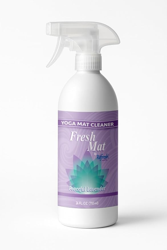 Fresh Mat Yoga Mat Cleaner Spray - Natural Deodorizing Cleaner for Yoga Mats & Fitness Equipment - No-Rinse, Residue-Free Formula with Witch Hazel & Essential Oil, Peaceful Lavender (24 fl oz).