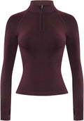 AUROLA Influence Workout Jacket for Women, Half Zip Cropped Slim Fit Long Sleeve Yoga Jackets Athletic Top with Thumb Holes