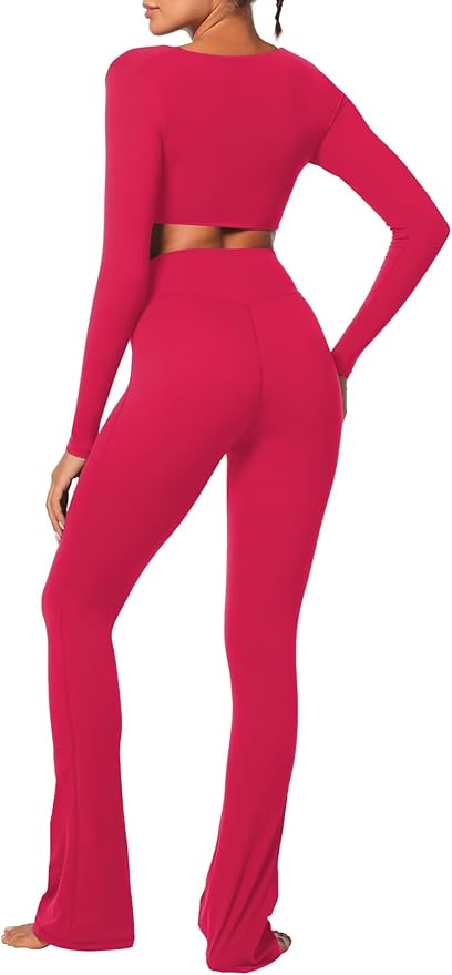 Sunzel Long Sleeve Workout Tops for Women Buttery Soft Deep V Twist Cropped Tops with Compression for Yoga Pilates Gym Outfit