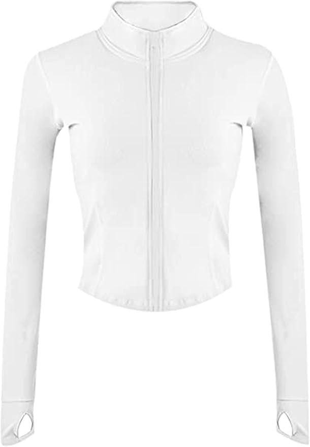 Yeokou Womens Active Zip Up Running Workout Cropped Bbl Athletic Jacket with Thumb Holes