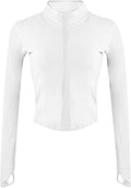 Yeokou Womens Active Zip Up Running Workout Cropped Bbl Athletic Jacket with Thumb Holes