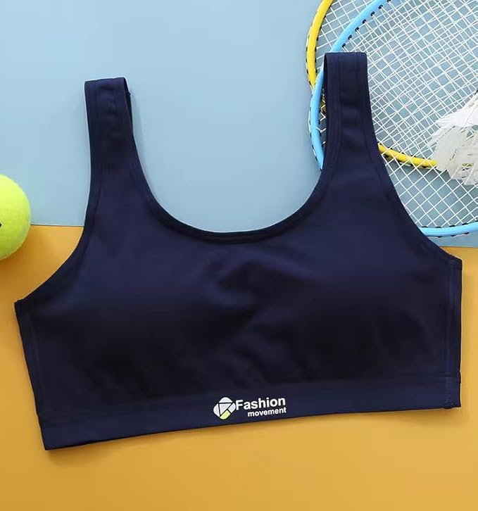Herepai Big Girls' Sports Bra with Breathable Pads Teens Cotton Training Bras