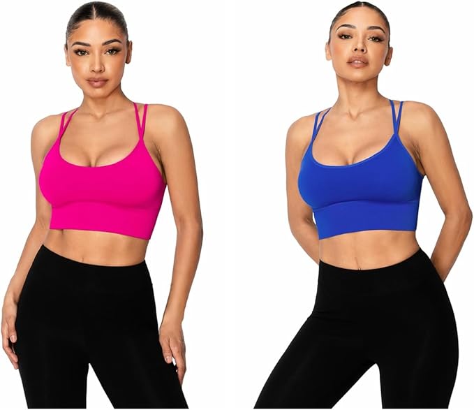 Sykooria 3 Pack Strappy Sports Bra for Women Sexy Crisscross for Yoga Running Athletic Gym Workout Fitness Tank Tops