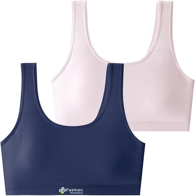 Herepai Big Girls' Sports Bra with Breathable Pads Teens Cotton Training Bras