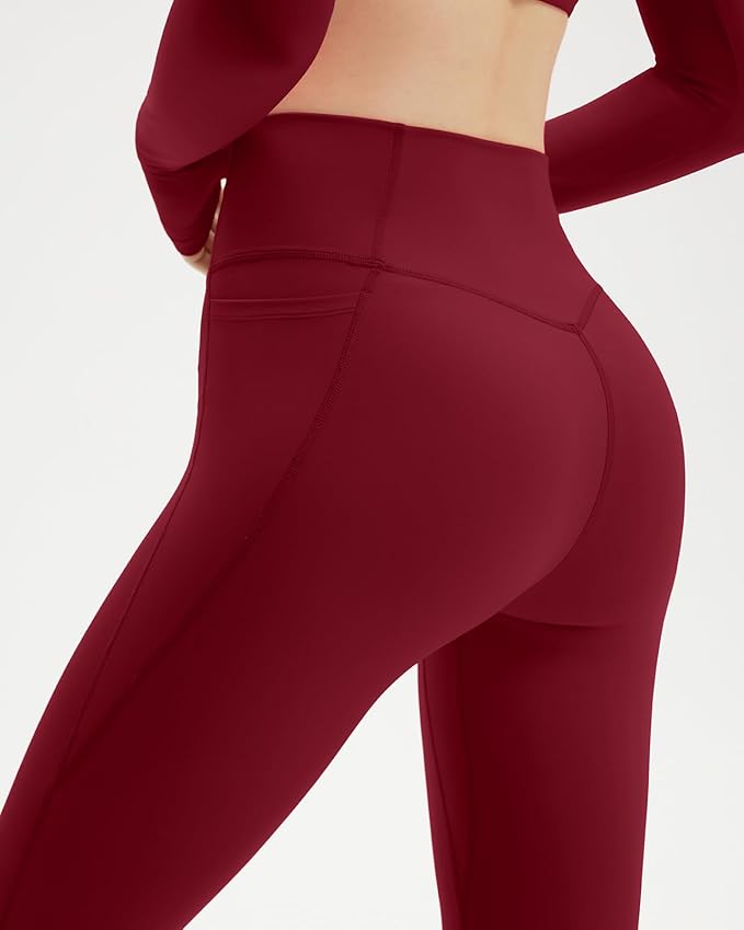 SUUKSESS Women 2 Piece Workout Sets Long Sleeve Twist Deep V Crop Padded Tops Yoga Leggings with Side Pockets