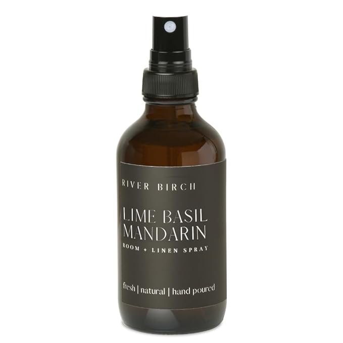 River Birch Lime Basil Mandarin Scented Linen and Room Spray | Home Fragrance | 4 oz Glass Amber Bottle | Luxury Signature Scent | Handmade in Texas