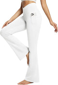 baleaf Women's V Crossover Flare Leggings with Pockets Yoga Pants High Waist Casual Workout Gym Bell Bottom Leggings