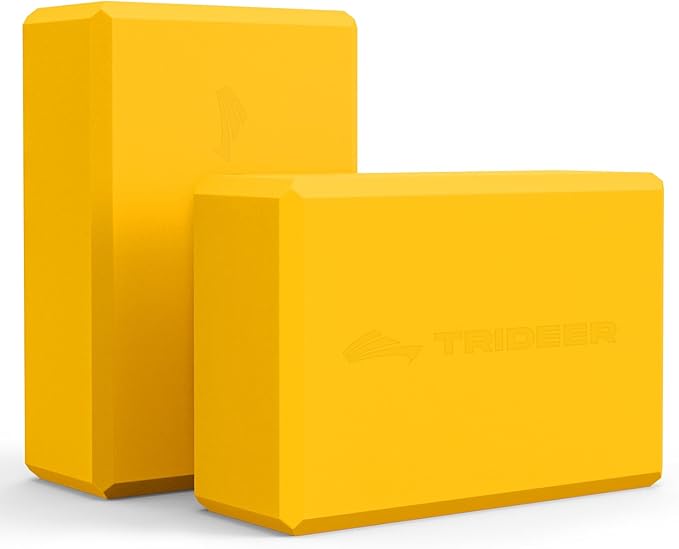 Trideer Yoga Blocks 2 Pack, Soft Non-Slip Foam Blocks with Beveled Edges for Alignment and Stretching in Yoga, Pilates, and Dance - Supportive, Lightweight, Odor Resistant, Latex-Free
