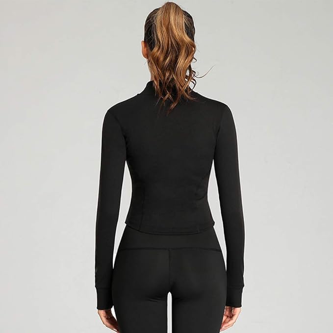 Lviefent Womens Lightweight Full Zip Running Track Jacket Workout Slim Fit Yoga Sportwear with Thumb Holes