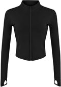Lviefent Womens Lightweight Full Zip Running Track Jacket Workout Slim Fit Yoga Sportwear with Thumb Holes