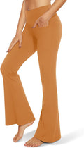 TNNZEET Black Flare Leggings for Women, Crossover Yoga Pants with Pockets Bootcut Flared Leggings