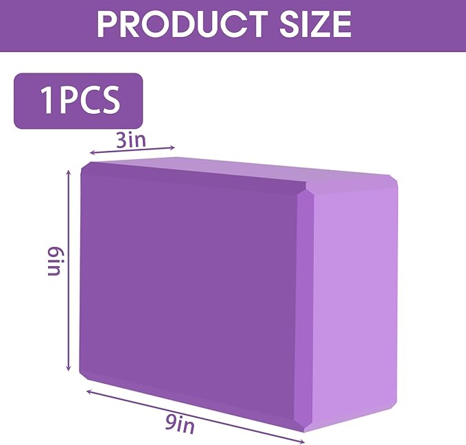 Yoga Block - Supportive Latex-Free Eva Foam - Soft Non-Slip Surface with Beveled Edges for Yoga, Pilates, Meditation - Yoga Accessories for Stability, Balance, Deepen Stretches