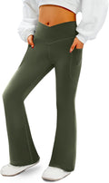 COPYLEAF Women's Flare Yoga Pants with Pockets V Crossover High Waisted Bootcut Yoga Leggings-Flare Workout Gym Leggings